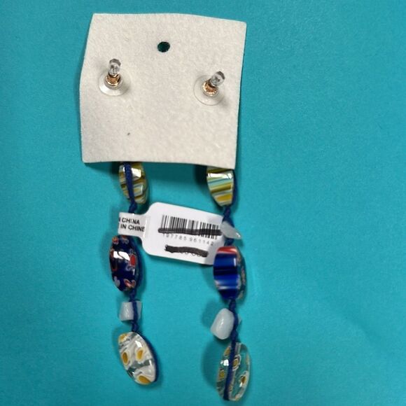 New Free People x Ariana Ost Voyage Dangle Earrings Glass Beads Long - Picture 5 of 5